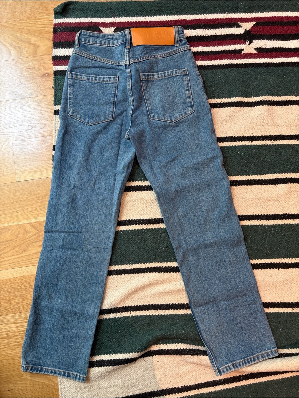 Never worn! Loewe Blue Denim Straight-Leg Jeans with White Embroidered Anagram - Picture 5 of 6